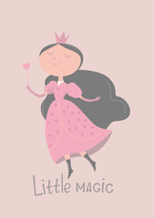 baby girl announcement, princess, magic girl card