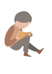 person with a book, boy reading a book, vector art