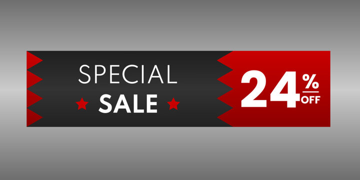 banner special sale price 24% off black and red