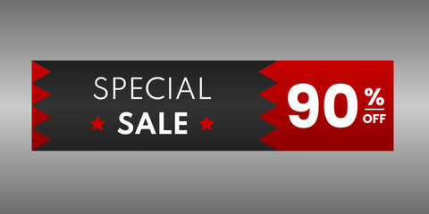 banner special sale price 90% off black and red