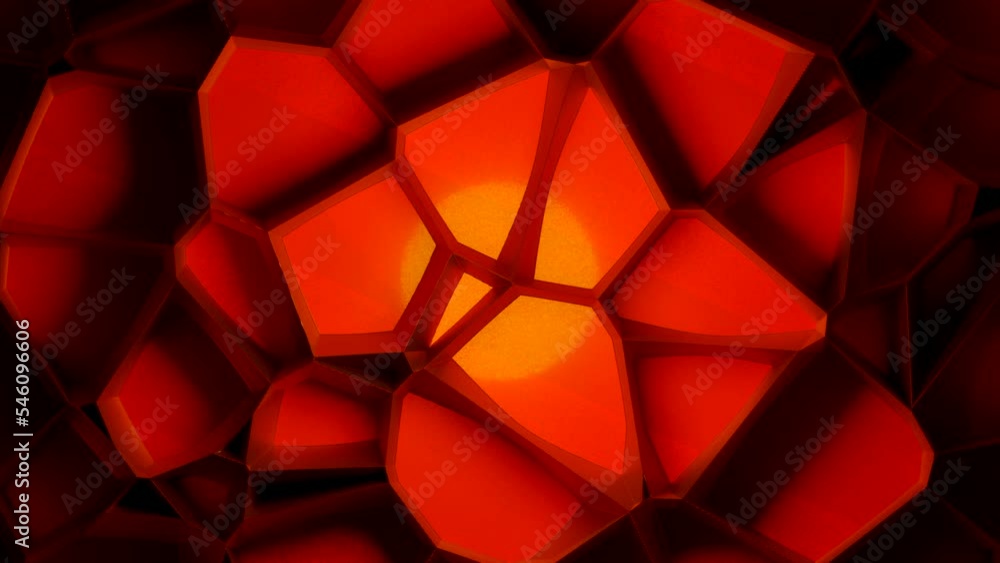 Poster moving abstract 3d cells. design. 3d cells move in mirror style in geometric shape. geometric 3d cel