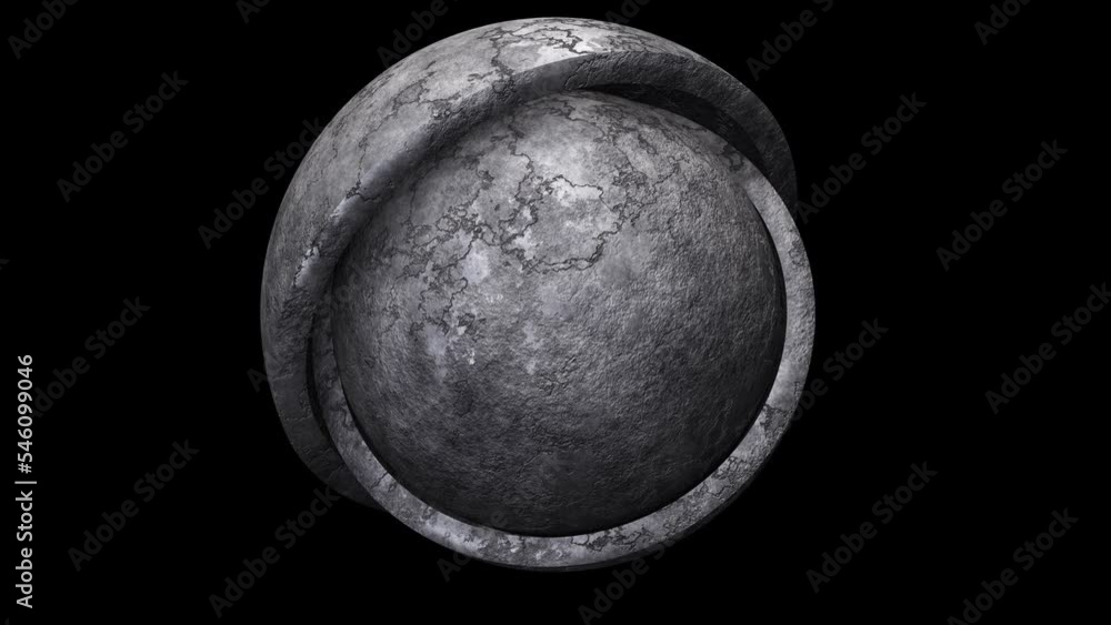 Aufkleber realistic looping 3d animation of the spinning weathered concrete sphere inside of two aged concrete