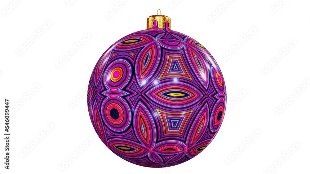 Aufkleber realistic looping 3d animation of the spinning single stylish christmas bauble with abstract fancy c