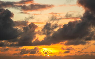 Sunrise view with dramatic clouds and colorful sky