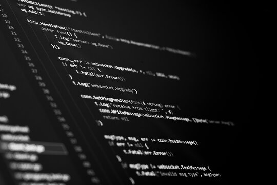 Black and white coding screen. Can be used as background.