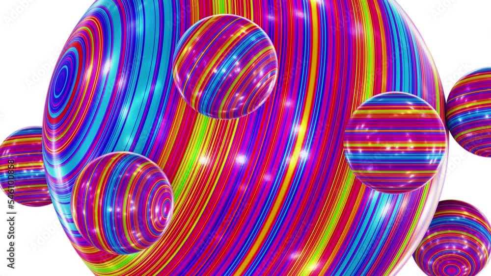 Aufkleber realistic satisfying looping 3d animation of the beautiful colorful lines ornament sphere with orbit