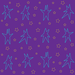 Repeating pattern of rabbits and stars. Christmas vector illustration for decorra, packaging, postcard, textile