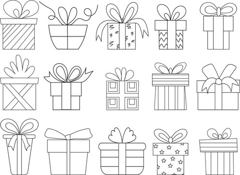 Gift Collection Doodle Sketch ,outline Isolated Vector