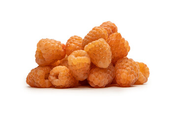 Tasty raspberries isolated on  white background.