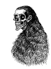 Skull gothic death old face woman