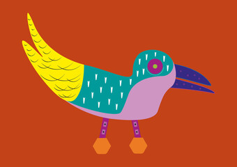 Colorful bird drawing - creative design - icon 