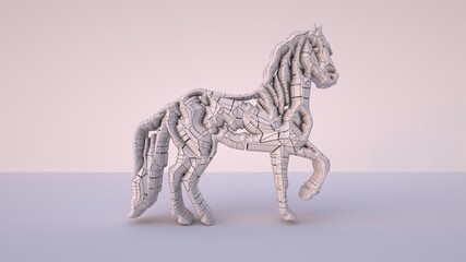 Fototapeta premium 3D Illustration of a horse. Very helpful for Modelers, Artists, and Painters and they must view at maximum resolution to see minute details on this modeled horse to help them design their own version.
