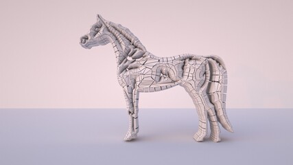 3D Illustration of a horse. Very helpful for Modelers, Artists, and Painters and they must view at maximum resolution to see minute details on this modeled horse to help them design their own version.