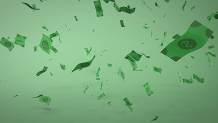 floating dollar bills finance 3d scene green background