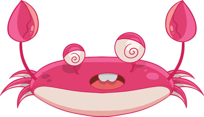 cute confused pink crab 