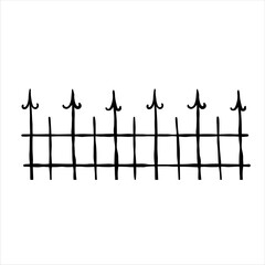 Obraz premium Doodle fence cemetery. Decoration of grave for Halloween.