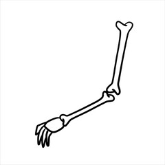 Hand of skeleton. Halloween decoration. Cartoon illustration isolated on white