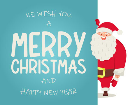 Santa Claus, Postcard From Santa. Merry Christmas. Vector Illustration