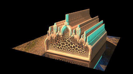 3D Illustration of a Mosque or Masjid where Muslims perform prayers. Modelers, Architects, Artists, Artisans, Engineers, Modelers, Designers and Estate Developers must observe minutely for details.