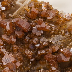red crystals of a vanadinite mineral specimen