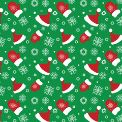 Christmas pattern with mittens and hats
