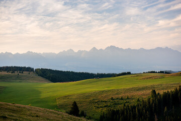 High Tatras from Panska Hola, Low Tatras National Park Slovakia.Green meadows and mountains in the background. © Filip