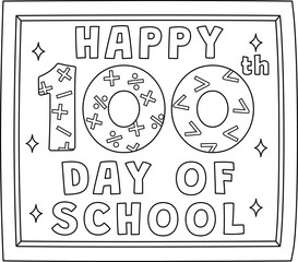 Happy 100th Day Of School Isolated Coloring Page 