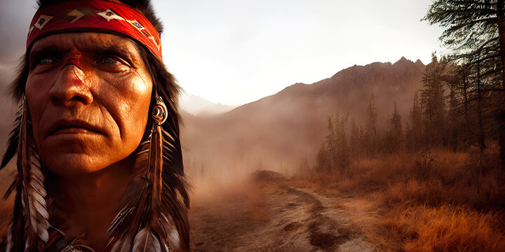 Native american indian, 3d rendering.