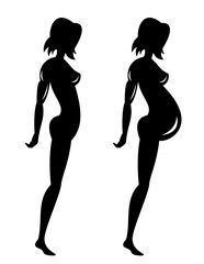 Female Stick Drawing Silhouette