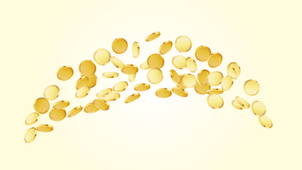 Golden coins explosion. Casino jackpot or win concept.