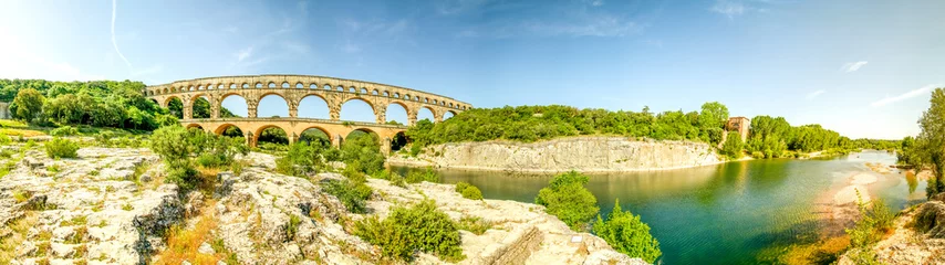 Photo sur Plexiglas Pont du Gard Pont Du Gard, aqueduc romain, verset Pont Du Gard, France