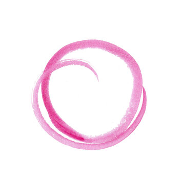Pink background in the form of a circle hand drawn watercolor.
