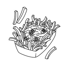 Vector illustration. Doodle line style. street food. Design and interior element.