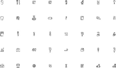 ミニ医療の筆書きイラストアイコンセット