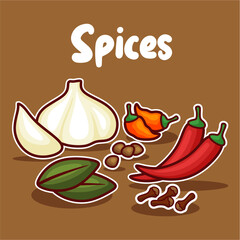 set of spices vector