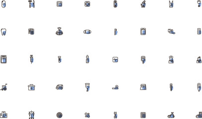 ミニ医療のイラストアイコンセット アウトライン青