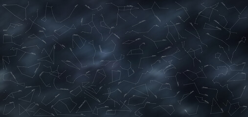 Star Constellations Map With All 88 Constellations - obrazy, fototapety, plakaty