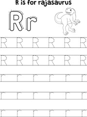 Rajasaurus Dinosaur Tracing Letter ABC Coloring R