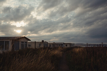 Sunset over trailer park