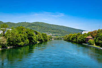 Fototapeta na wymiar View of the Aare river - Olten, Switzerland