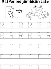 Red Jamaican Crab Tracing Letter ABC Coloring R