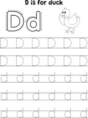 Duck Animal Tracing Letter ABC Coloring Page D