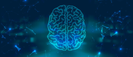 Human brain visualization. Futuristic Artificial intelligence concept. Cyber mind aesthetic design