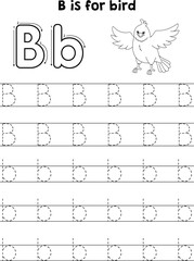 Bird Animal Tracing Letter ABC Coloring Page B