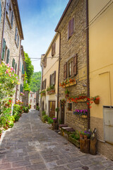 Fototapeta na wymiar Italian street in a small provincial town of Tuscan