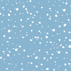Seamless background with snowfall. White falling snow on a blue background. Vector illustration