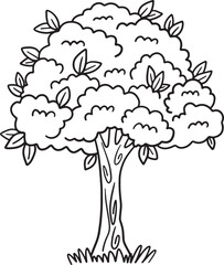 Earth Day Big Tree Isolated Coloring Page for Kids