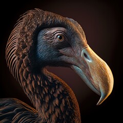 isolated on a black background, this is a 3D rendering of the extinct, flightless Mauritius island bird, the Dodo, Raphus cucullatus species.