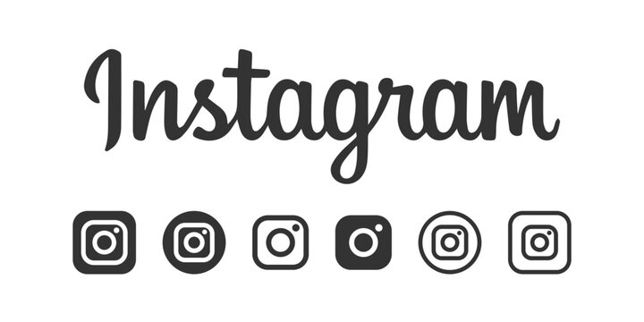 Instagram logo icon set. Social media app service. Insta camera logotype. Instagam phome app sign. Internet editorial company in vector flat
