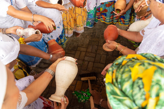 Candomble members worshiping at the religious house in Bom Jesus dos Pobre district, Saubara city.